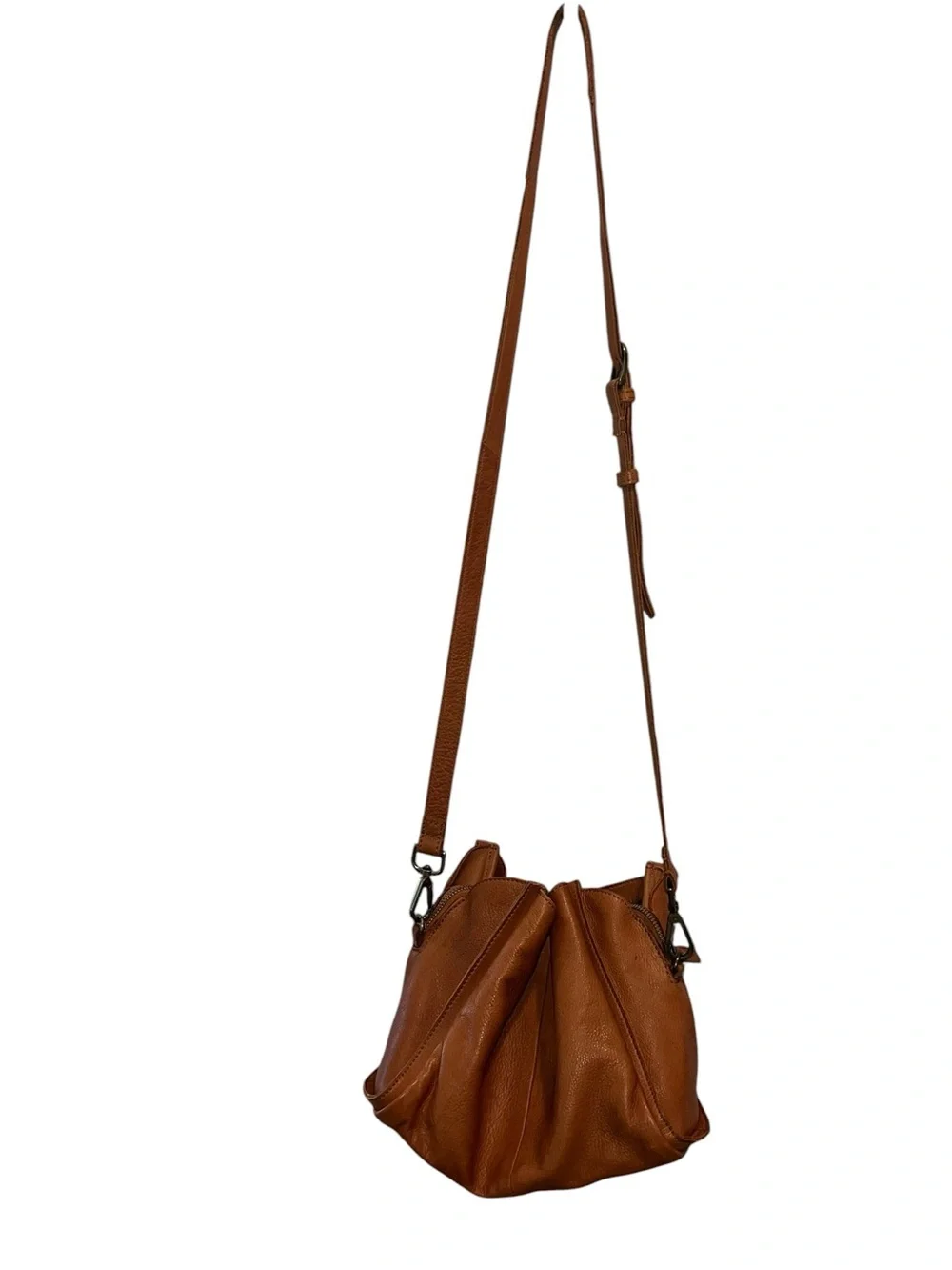 Vilenca Holland Genuine Leather Cognac Crossbody Shoulder Bag Adjustable Strap